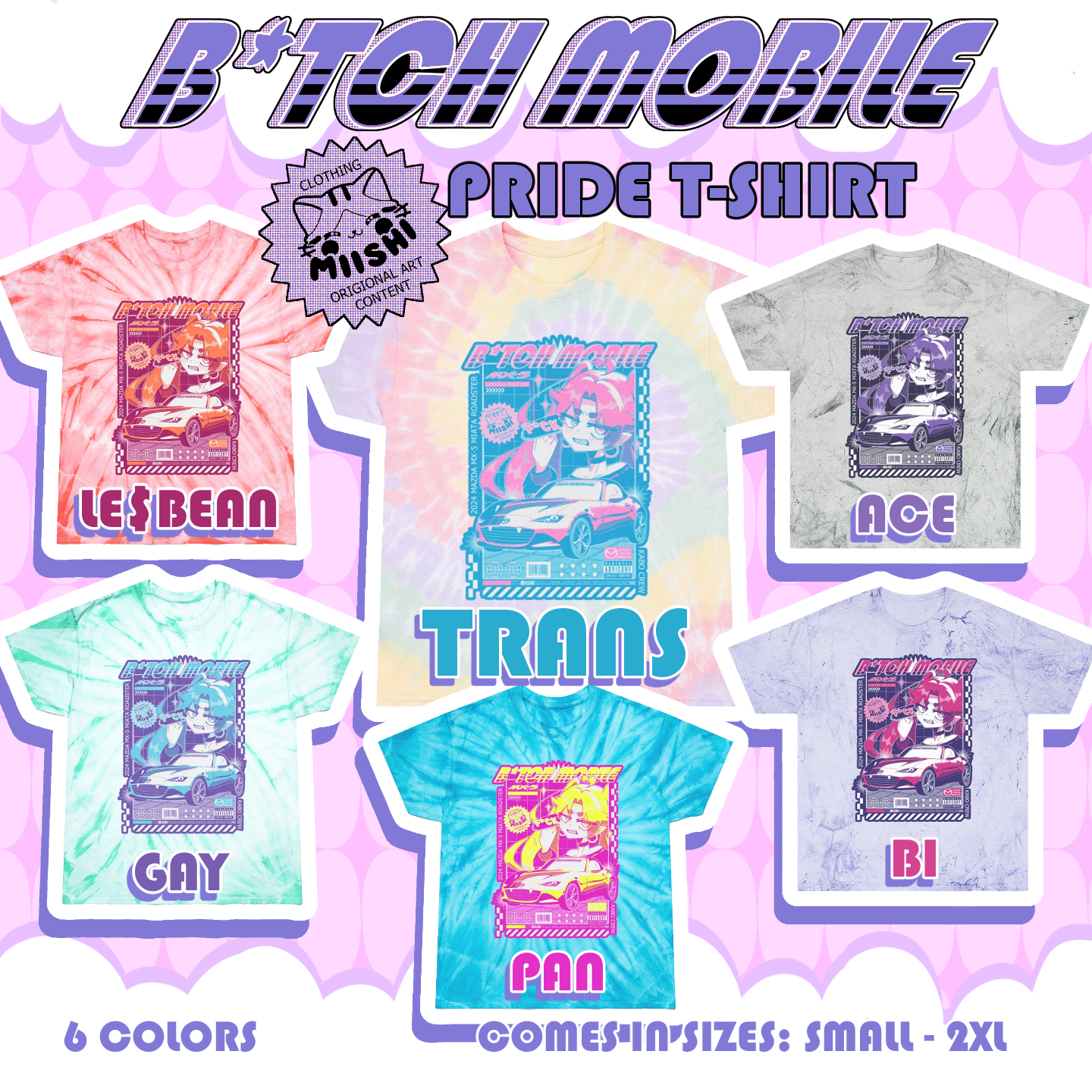 B*tch Mobile Bisexual Pride Flag Graphic T-shirt